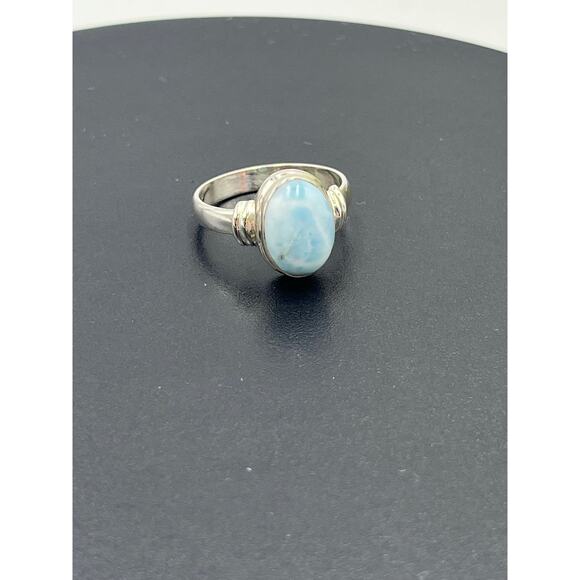 Genuine‎ Caribbean Blue Larimar 13x8mm Dominican Sterling Silver Ring Size 9.5 - Picture 5 of 8